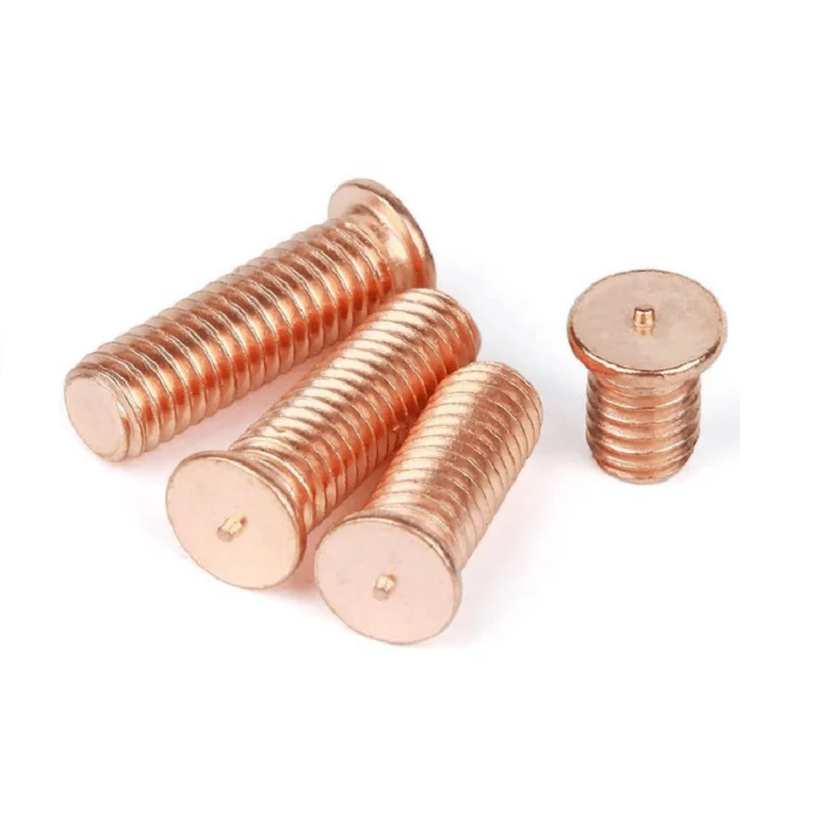 Flanged capacitor discharge (CD) weld stud, mild steel copper plated - Helefastener