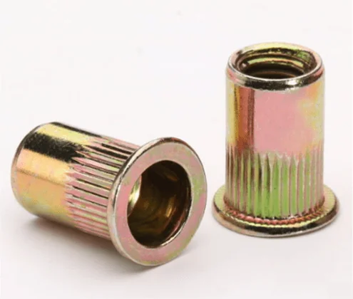 Flat head knurled body blind rivet nut FH-KB, steel with Cr3+ zinc finish - Helefastener